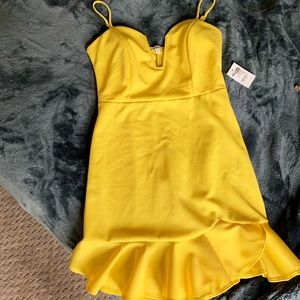Yellow Plunging Cocktail Dress